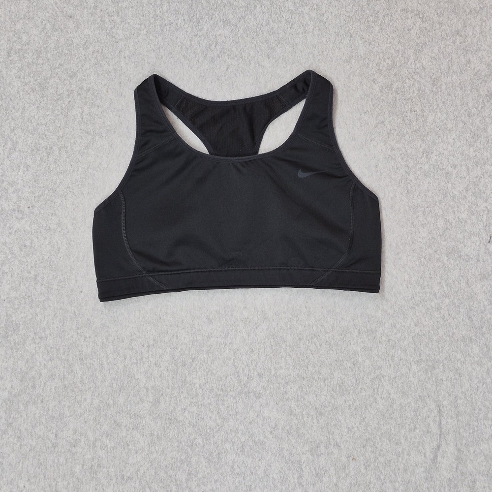 Nike Women Sports Bra Medium Black DRI FIT Wireless Racerback Pullover